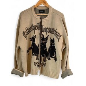 Distressed Subversive PacSun Collective Cropped Sweater Size L Skater 90s Alt